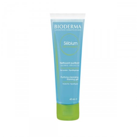 ژل شستشو صورت تیوپی بایودرما Bioderma مدل Sebium مناسب پوست چرب حجم ۴۵ میلی لیتر