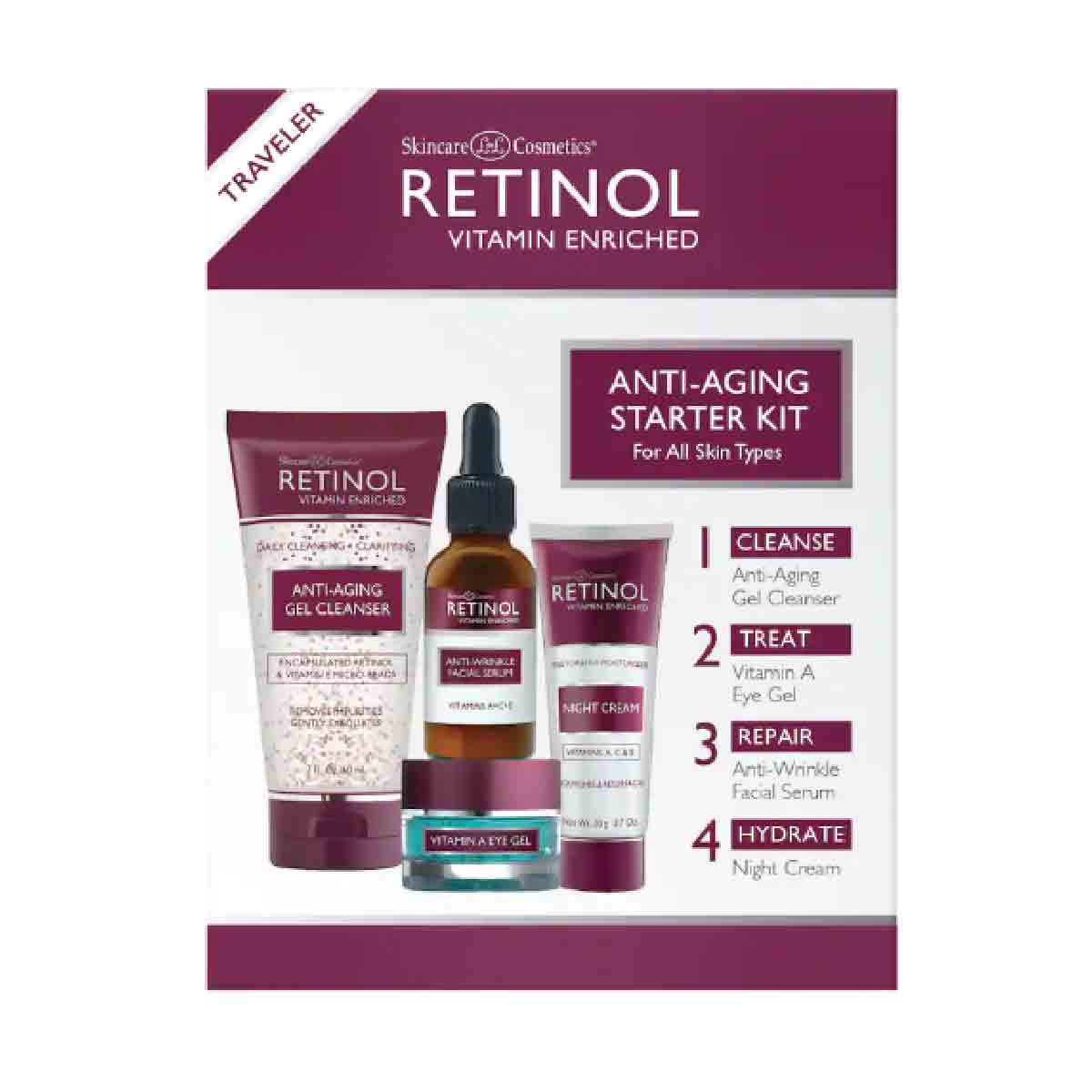 کیت استارت رتینول Retinol شامل 4 محصول جوان کننده، ضد چروک و لیفتینگ