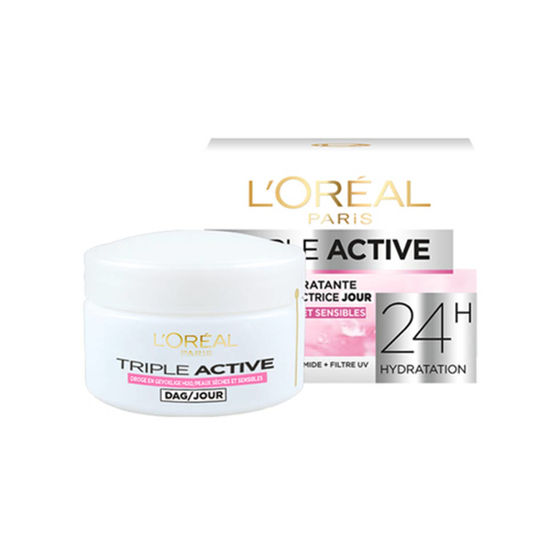 کرم روز آبرسان لورآل پوست حساس مدل LOreal Triple Active حجم 50 میلی لیتر