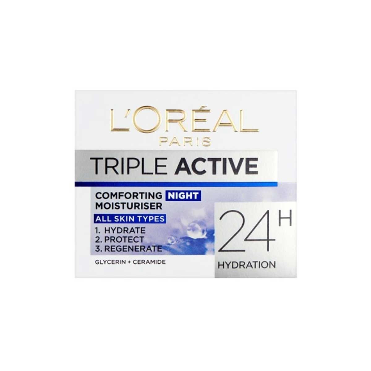 کرم آبرسان شب لورآل مدل تریپل اکتیو LOreal Triple Active حجم 50 میلی لیتر