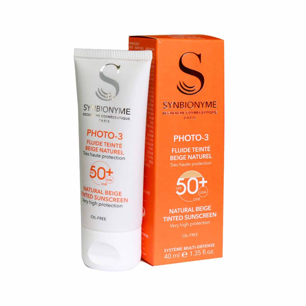 ضد آفتاب رنگی فاقد چربی سین بیونیم مدل SYNBIONYME PHOTO3 SPF50 حجم 40 میلی لیتر 