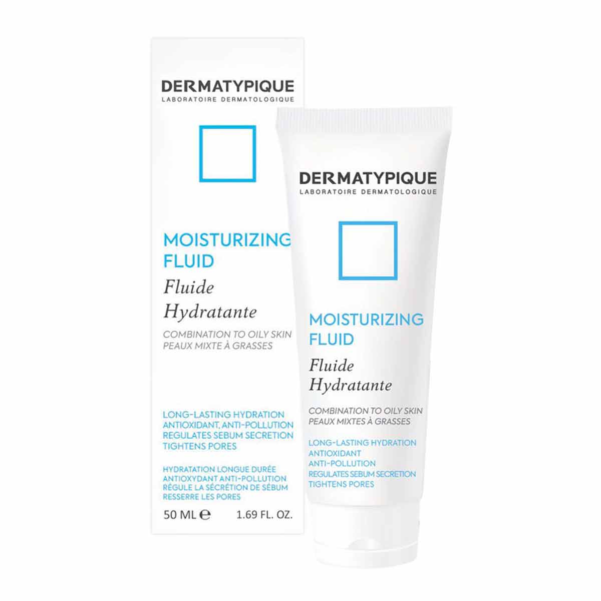 فلوئید مرطوب کننده و آبرسان پوست چرب درماتیپیک مدل MOISTURIZING FLUID DERMATYPIQUE حجم 50 میلی لیتر 