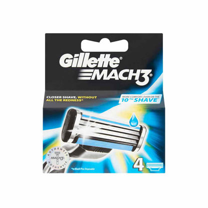 تیغ یدک ژیلت 3 تیغ مدل مچ تری ساده Gillette Mach3 بسته 4 عددی