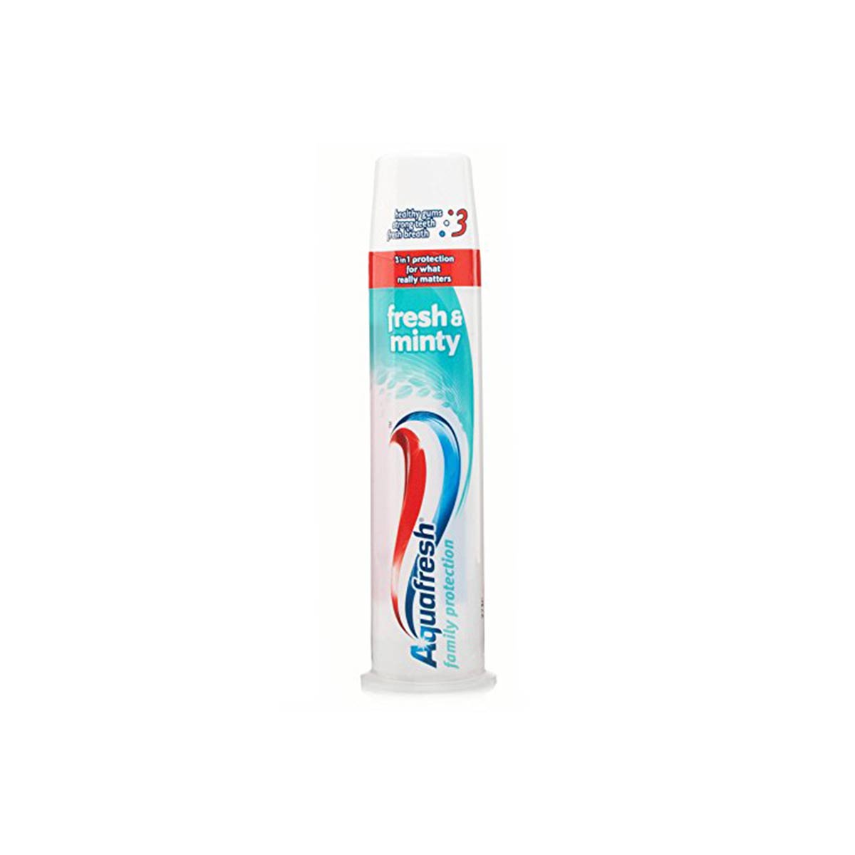 خمیر دندان پمپی آکوا فرش مدل Aquafresh family protection حجم 100 میلی لیتر