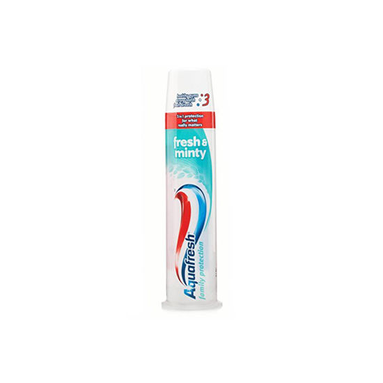 خمیر دندان پمپی آکوا فرش مدل Aquafresh family protection حجم 100 میلی لیتر