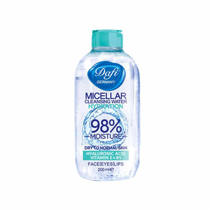 محلول آرایش پاک کن دافی مخصوص پوست های خشم و نرمال مدل MICELLAR CLEANSING WATER FOR DRY TO NORMAL SKIN DAFI حجم 200 میلی لیتر 