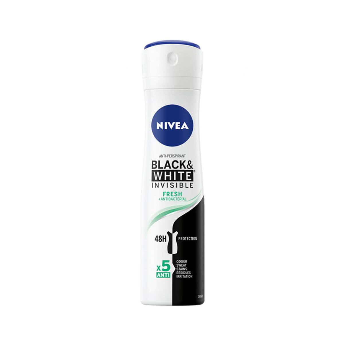 اسپری زیربغل زنانه نیوآ مدل Nivea Black & white invisible fresh +antibacterial حجم 150 میل