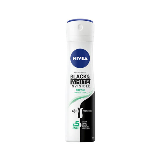 اسپری زیربغل زنانه نیوآ مدل Nivea Black & white invisible  fresh +antibacterial حجم 150 میل