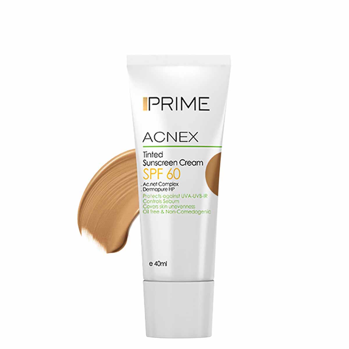 ضد آفتاب صورت SPF60 پریم Prime مدل Acnex رنگ برنز حجم 40 میل 