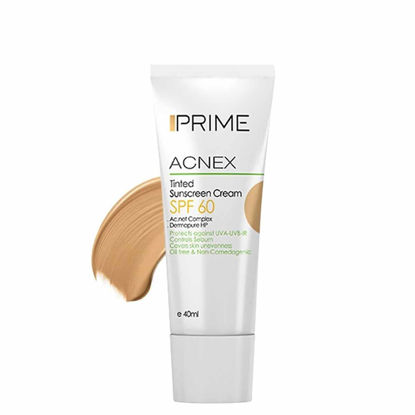 ضد آفتاب صورت SPF60 پریم Prime مدل Acnex رنگ بژ طبیعی حجم 40 میل 