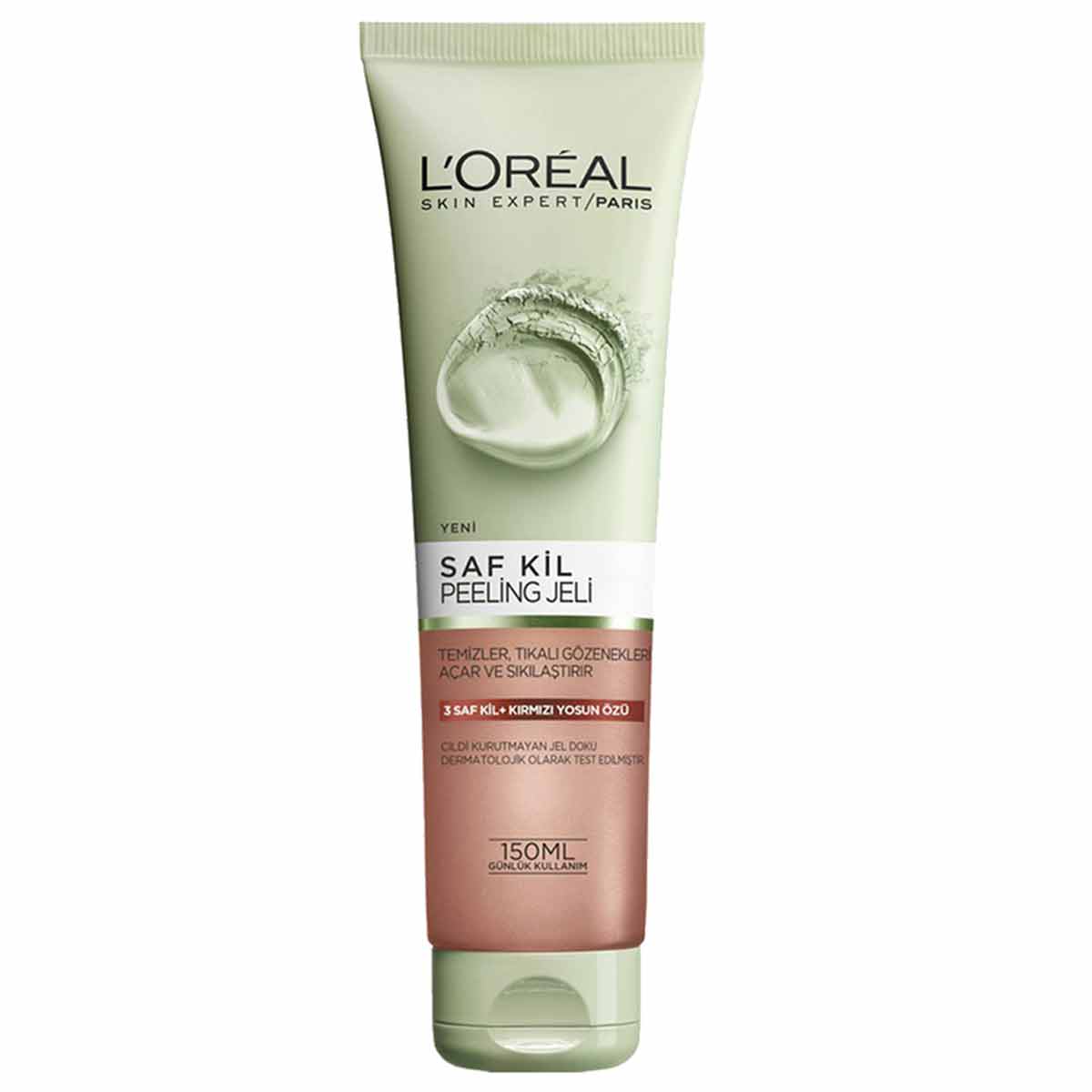 ژل لایه بردار سم زدا صورت لورال Loreal مناسب پوست چرب حاوی خاک رس و جلبک حجم 150 میل