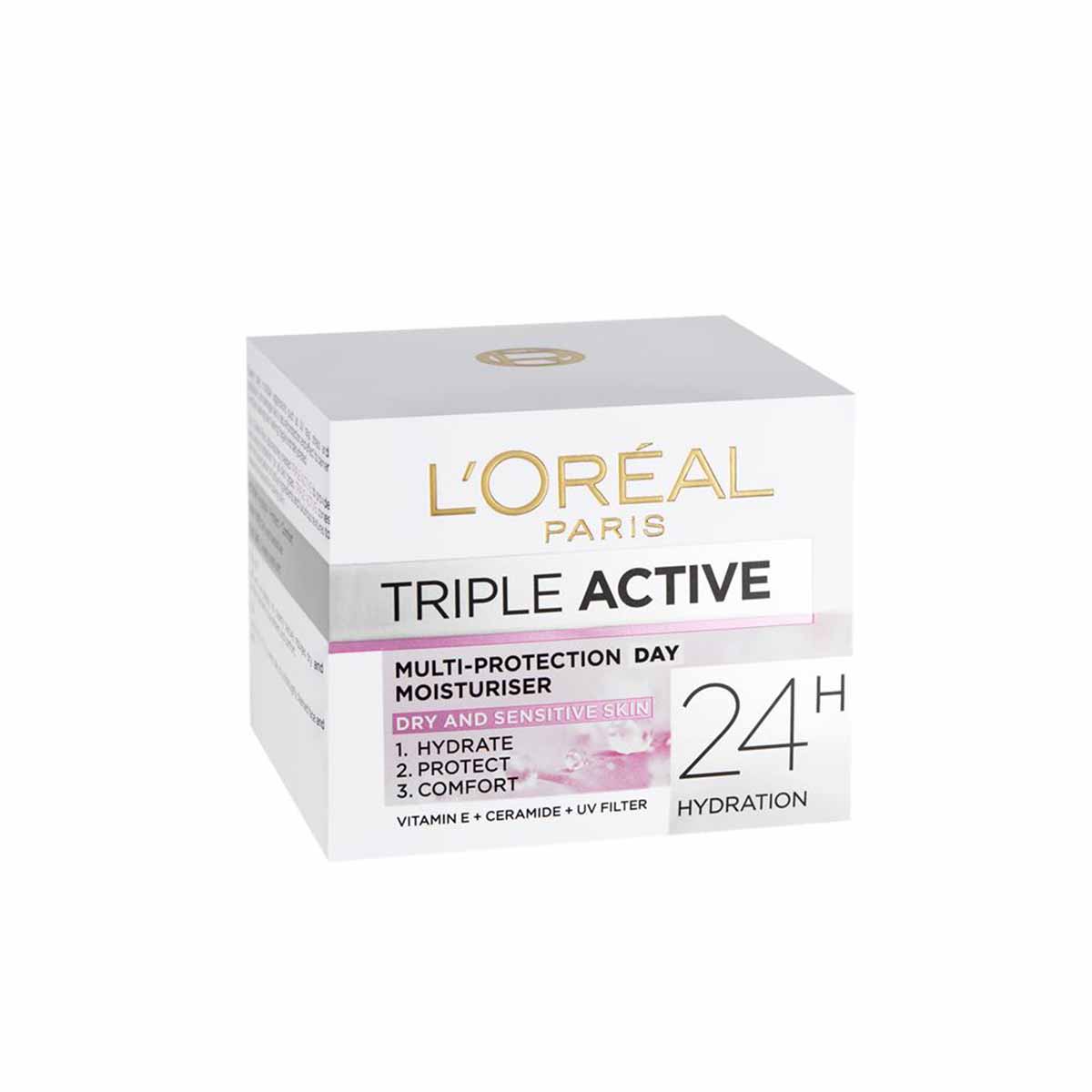 کرم مرطوب کننده  لورال Loreal مناسب پوست خشک و حساس حجم 50 میل