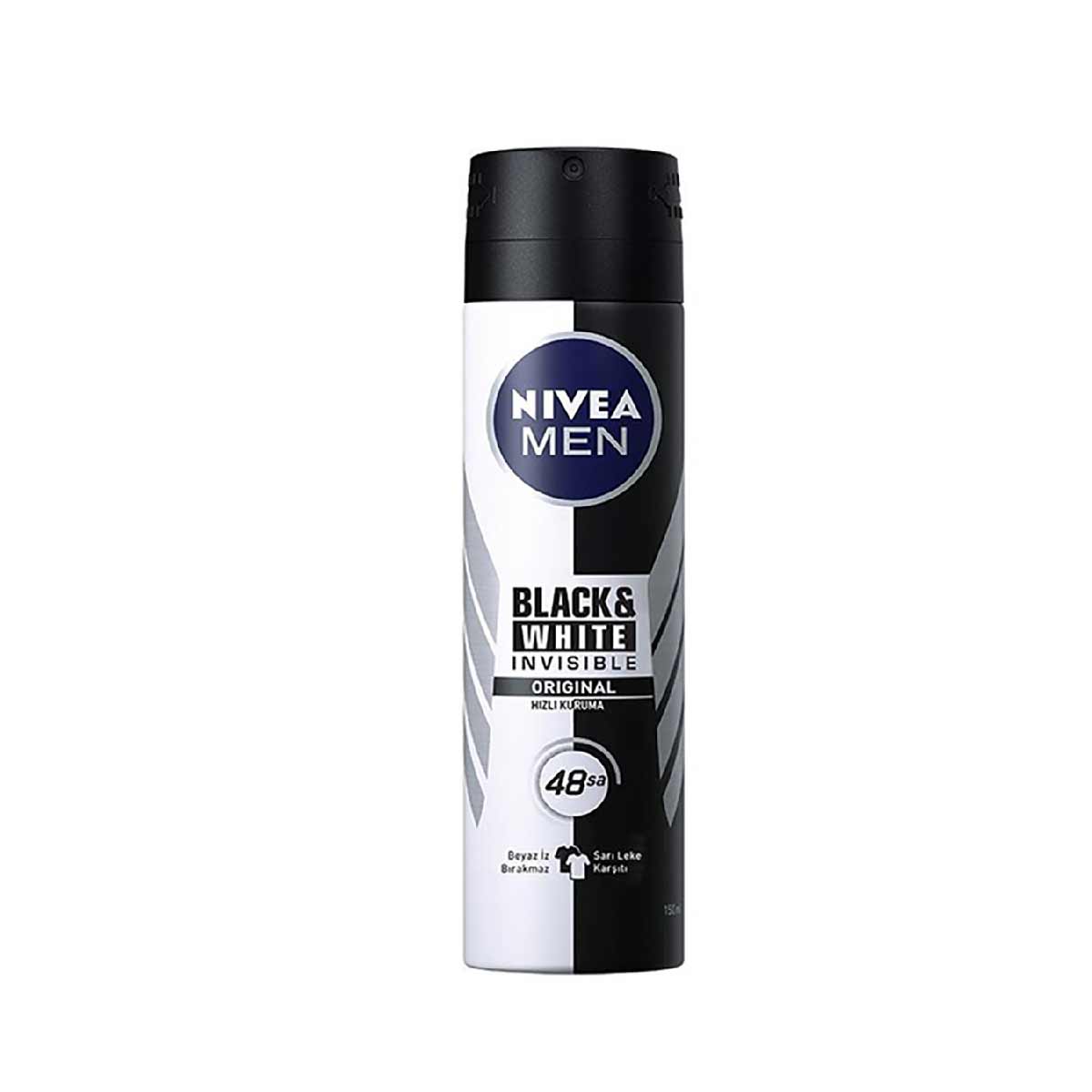 اسپری زیربغل مردانه نیوا Nivea مدل BLACK & WHITE INVISIBLE ORGINAL حجم  150 میل