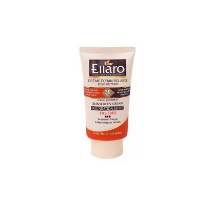 کرم ضد آفتاب  کرم پودری الارو Elaro فاقد چربی بژ طبیعی فاقد پارابن SPF30