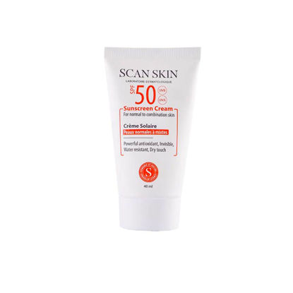 کرم ضد آفتاب اسکن اسکین Scan Skin پوست نرمال تا مختلط بیرنگ  SPF 50 حجم 40 میل
