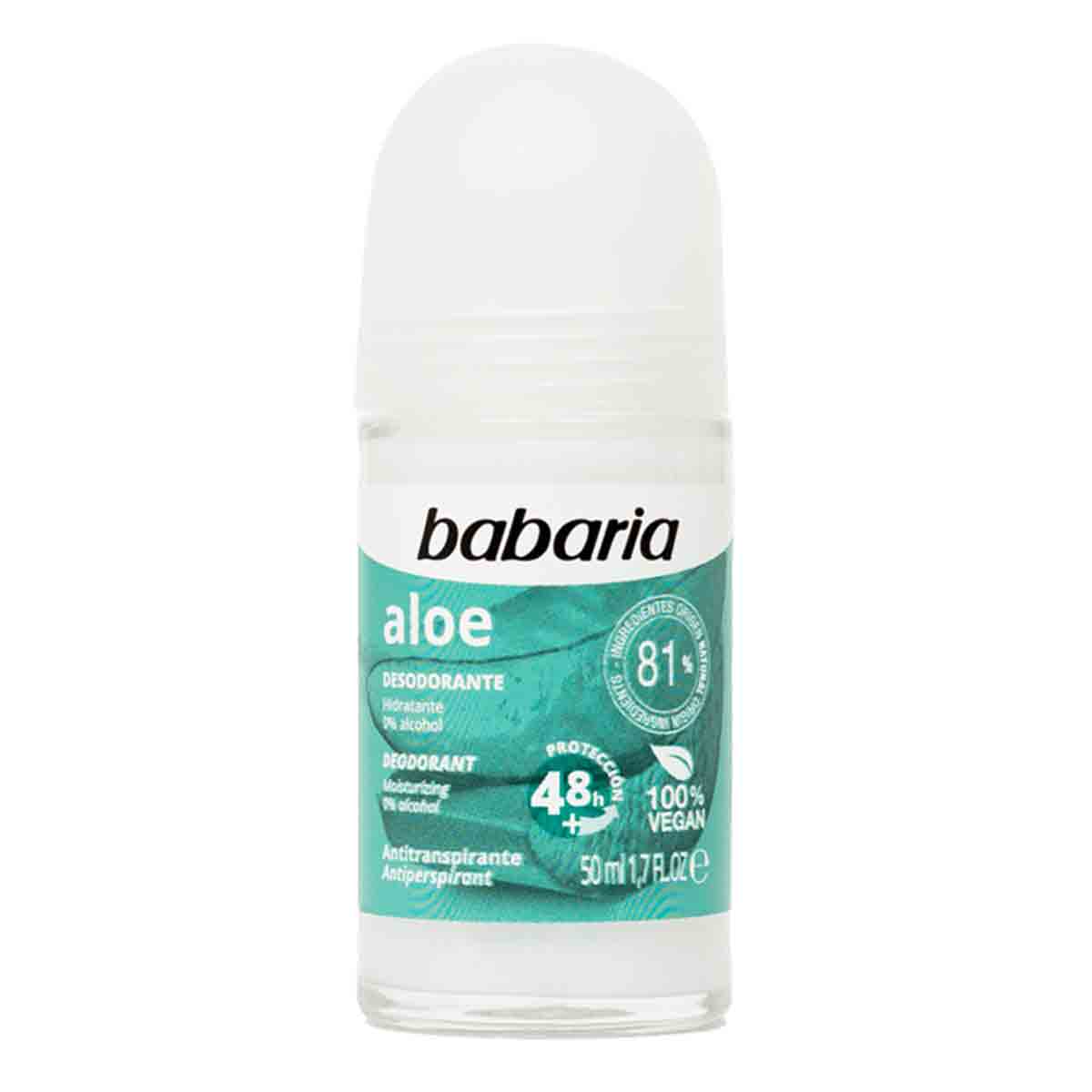 مام رول ضد تعریق 48 ساعته باباریا babaria مدل آلوورا aloe حجم 50 میل