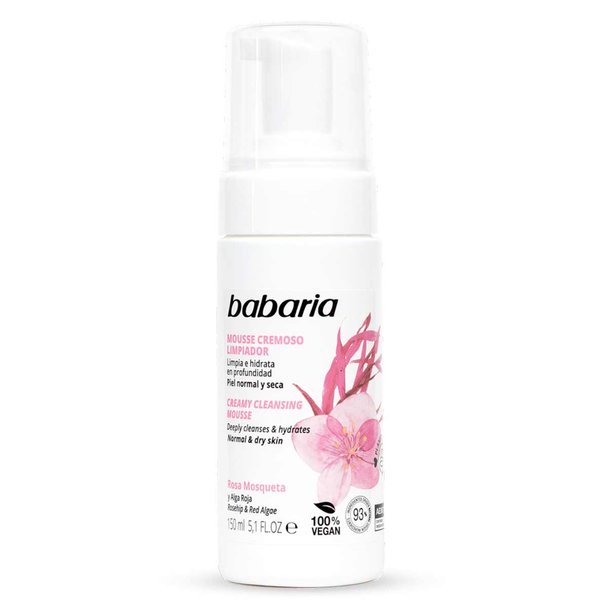 فوم شوینده و پاک کننده پوست باباریا babaria مدل CREAMY CLEANSING MOUSSE مناسب پوست نرمال و خشک حجم 150 ميل