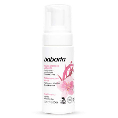 فوم شوینده و پاک کننده پوست باباریا babaria مدل CREAMY CLEANSING MOUSSE مناسب پوست نرمال و خشک حجم 150 ميل