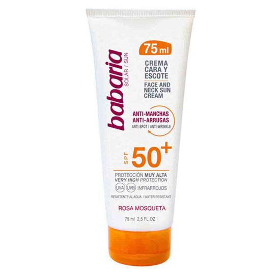 ضد آفتاب بدون رنگ Spf 50 PLUS باباریا babaria  حاوی ضد چروک ،ضد لک حجم 75 میل