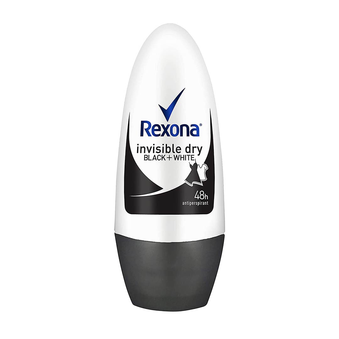 مام رول زنانه  رکسونا  Rexona مدل invisible dry black + white و 48 ساعته ، حجم 50 میل