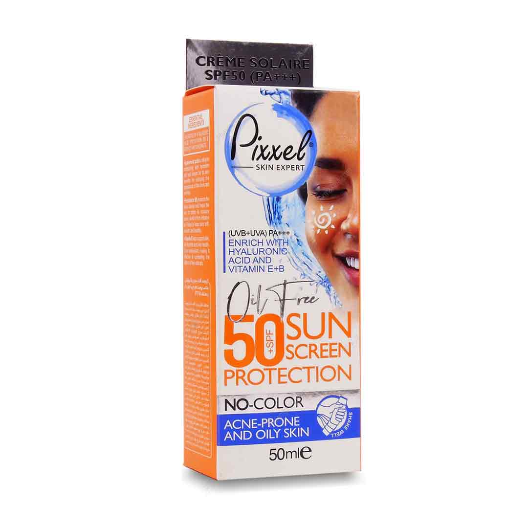 کرم ضد آفتاب بدون رنگ پیکسل Pixxel مناسب پوست چرب و جوشدار SPF50حجم 50 میل