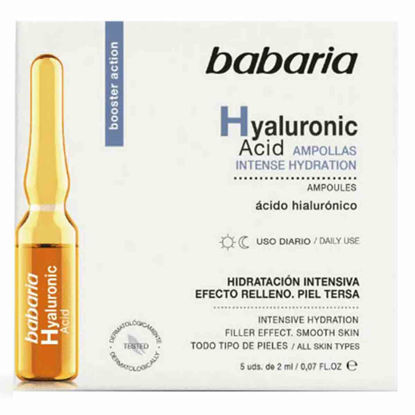 ویال (آمپول) مرطوب کننده و آبرسان باباریا babaria مدل هیالورونیک اسید Hyaluronic Acid حاوی 5 ویال 2 میل