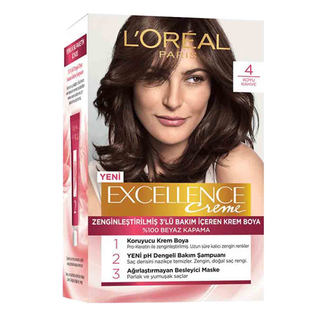 کیت رنگ مو لورآل Loreal شماره 4 سری EXCELLENCE 