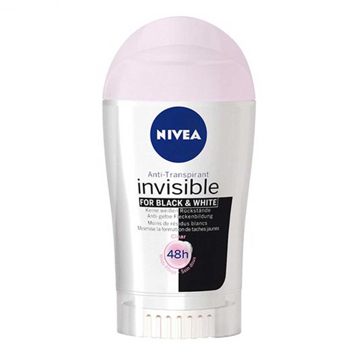 استیک ضد تعریق زنانه نیوآ Nivea مدل Black and white Invisible Orginal حجم 40 میلی لیتر 