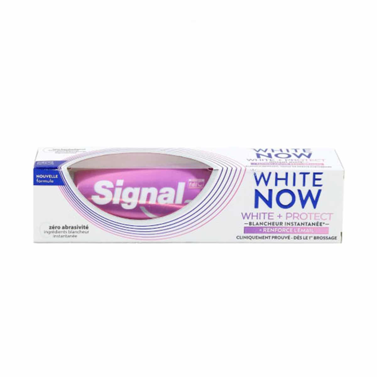 خمیردندان سیگنال Signal WHITE NOW سفیدکننده و محافظت کننده مدل TANDGLAZUUR BESCHERMING + حجم 75 میل