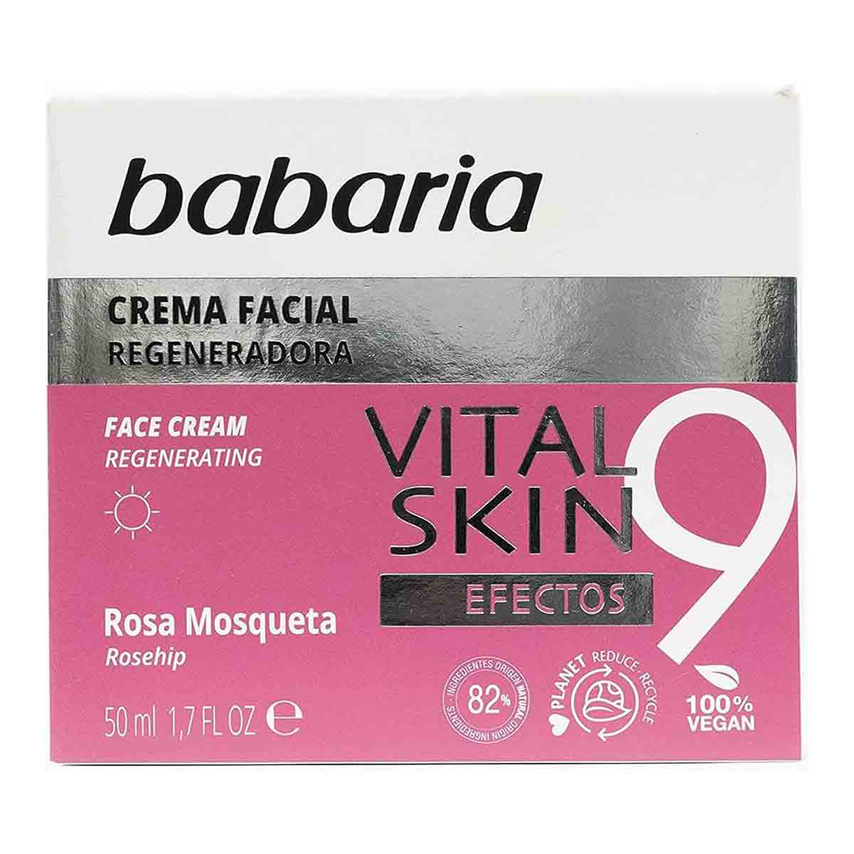 کرم بازسازی کننده صورت 9 کاره باباریا babaria مدل ویتال اسکین VITAL SKIN حجم 50 میل 