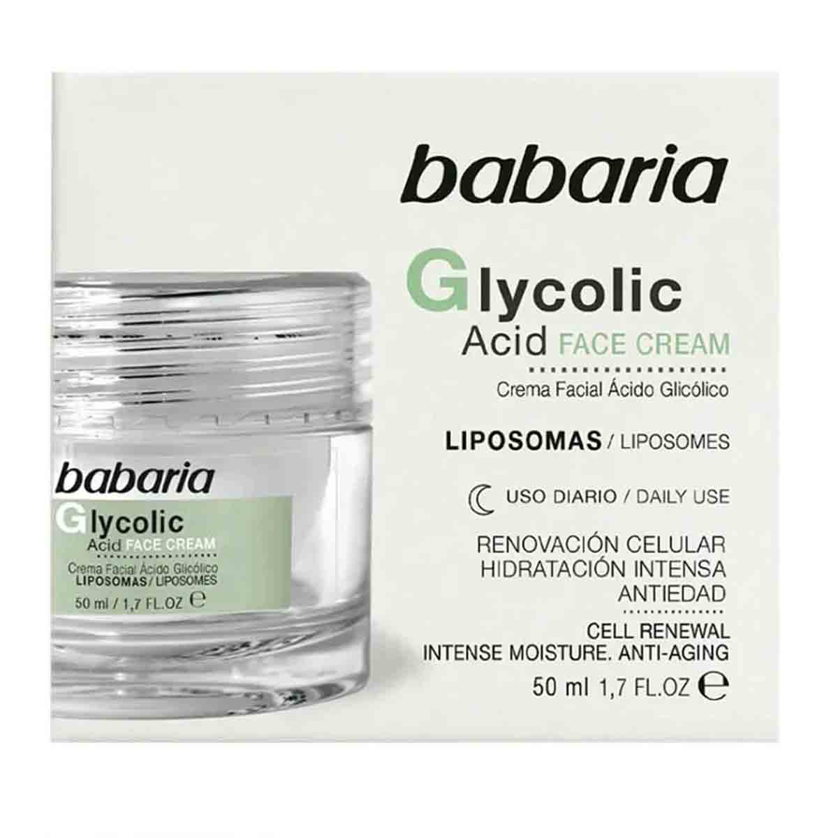 کرم ضد جوش و لایه بردار صورت باباریا babaria مدل گلیکولیک اسید Glycolic Acid حجم 50 میل