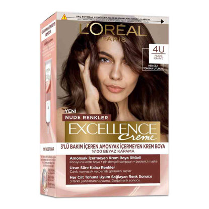 کیت رنگ مو فاقد آمونیاک شماره 4U لورال LOREAL سری EXCELLENCE 