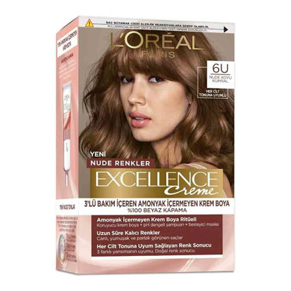 کیت رنگ مو فاقد آمونیاک شماره 6U لورال LOREAL سری EXCELLENCE 