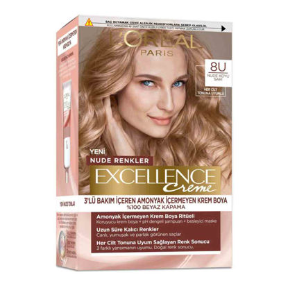 کیت رنگ مو فاقد آمونیاک شماره 8U لورال LOREAL سری EXCELLENCE