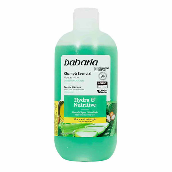 شامپو مغذی و آبرسان باباریا babaria مدل Nutritive مناسب استفاده روزانه حاوی آلوورا و روغن آرگان حجم 500 میل