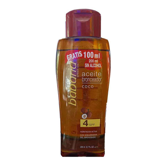 روغن برنز SPF 4 باباریا babaria مدل SUN OIL حاوی عصاره نارگیل حجم 200 میل