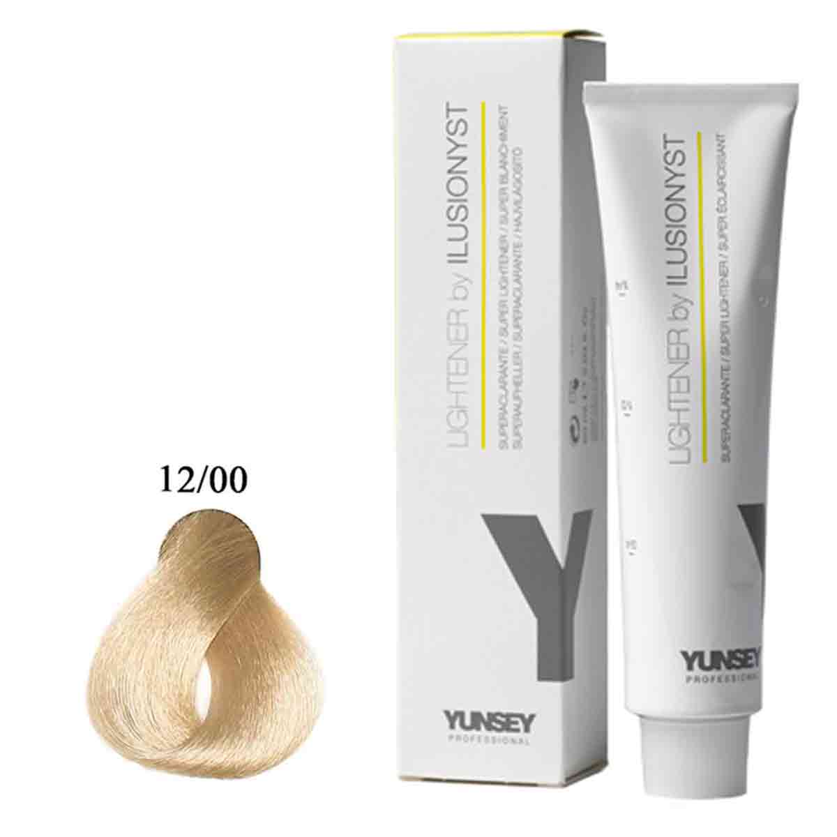 رنگ مو ایلوژنیست شماره 12/00 یانسی YUNSEY مدل  LIGHENER by ILUSIONYST فوق روشن کننده رنگ طبیعی حجم 60 میل