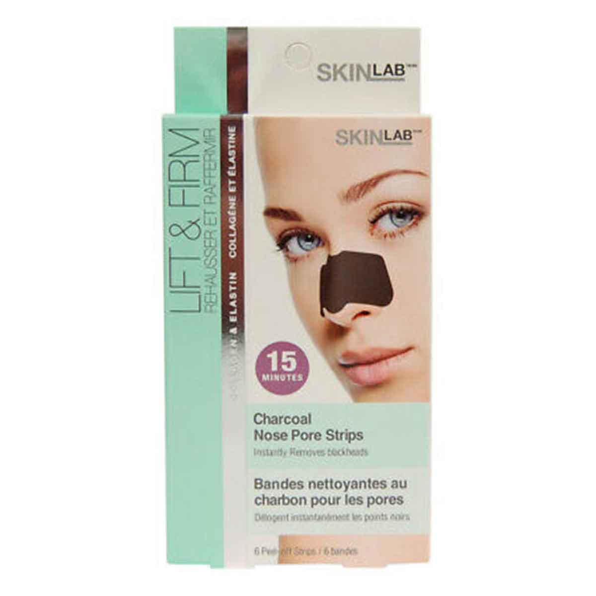  چسب زغال (ذغال) بینی اسکین لب SKINLAB مدل Charcoal Nose Pore Strips بسته 6 عددی