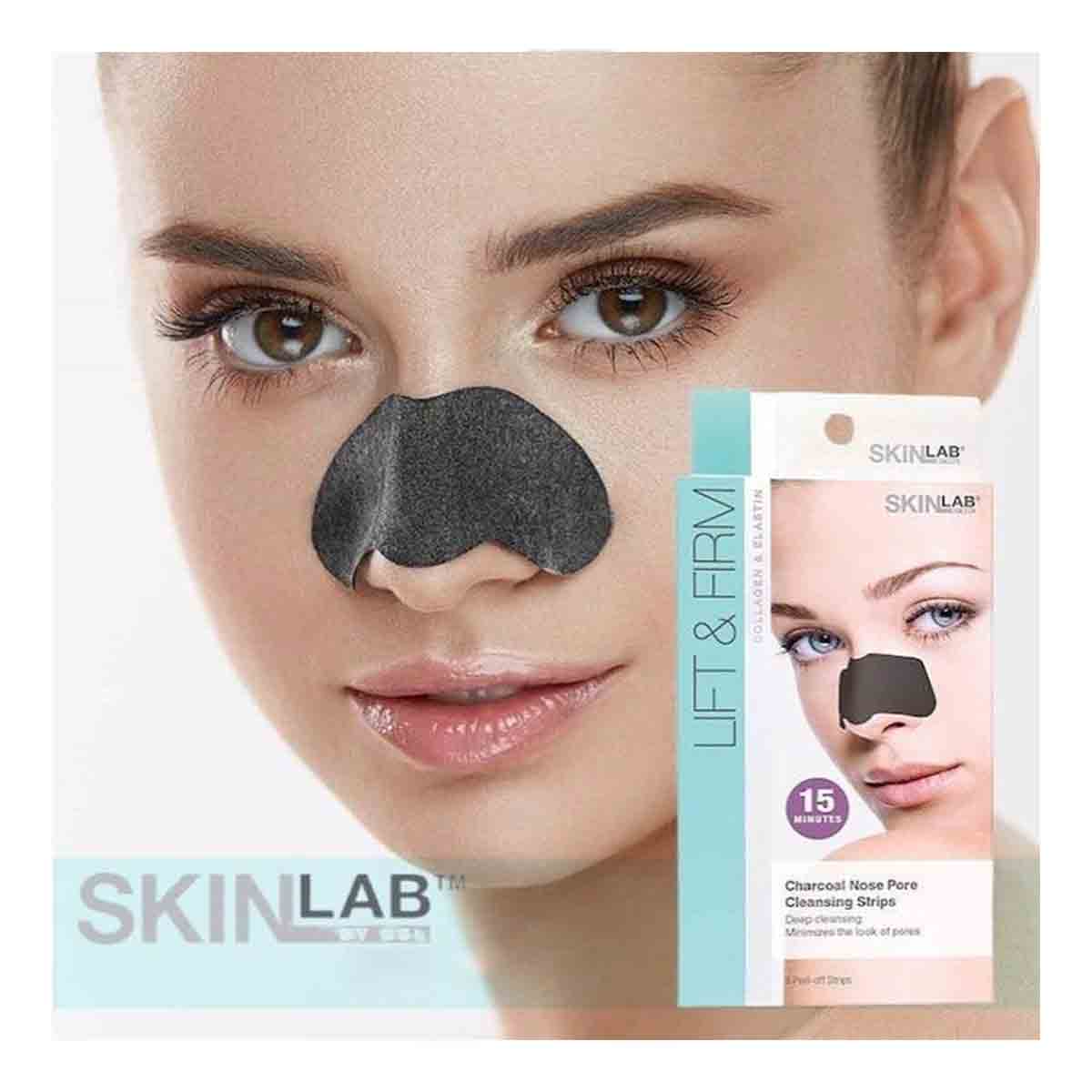  چسب زغال (ذغال) بینی اسکین لب SKINLAB مدل Charcoal Nose Pore Strips بسته 6 عددی