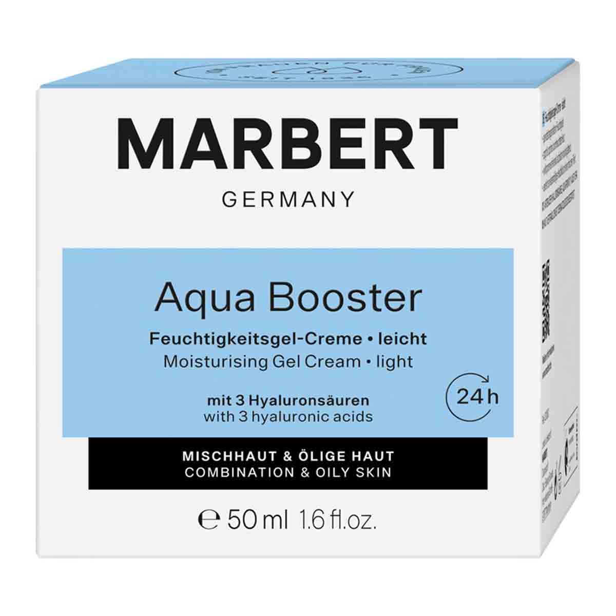  ژل کرم مرطوب کننده ماربرت MARBERT مدل 24h Aqua Booster مناسب پوست چرب و مختلط حجم 50 میل