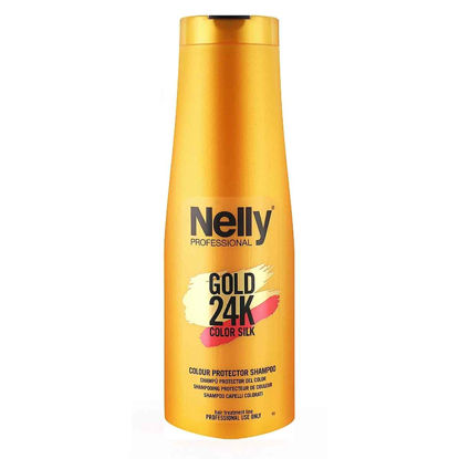 شامپو تثبیت کننده رنگ مو نلی پروفشنال NELLY مدل COLOR SILK محافظ و ترمیم کننده موی رنگ شده حجم 400 میل