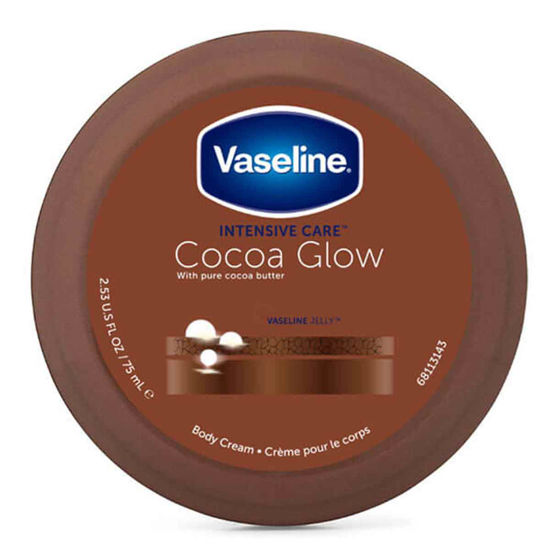 کرم بدن کره کاکائو وازلین Vaseline مدل cocoa Glow مناسب پوست خشک حجم 75 میل