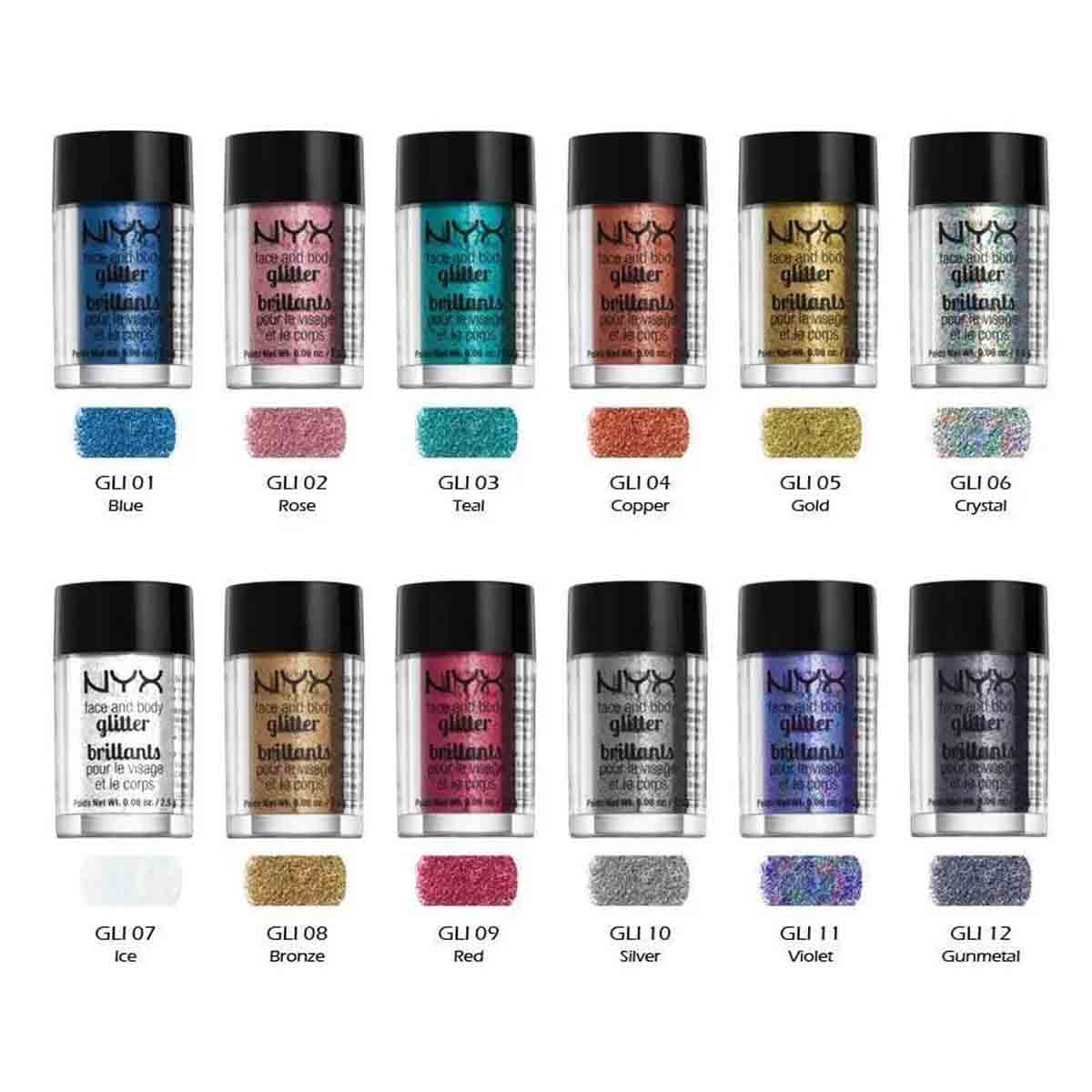 پودر براق کننده (گلیتر) صورت و بدن نیکس NYX مدل glitter brillants شماره 07 وزن 2.5 گرم