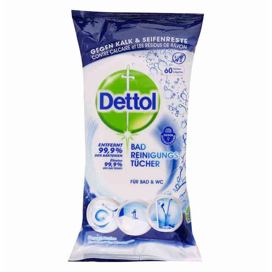 دستمال مرطوب پاک کننده چند منظوره سطوح دتول Dettol مناسب سرویس بهداشتی بسته 60 عددی