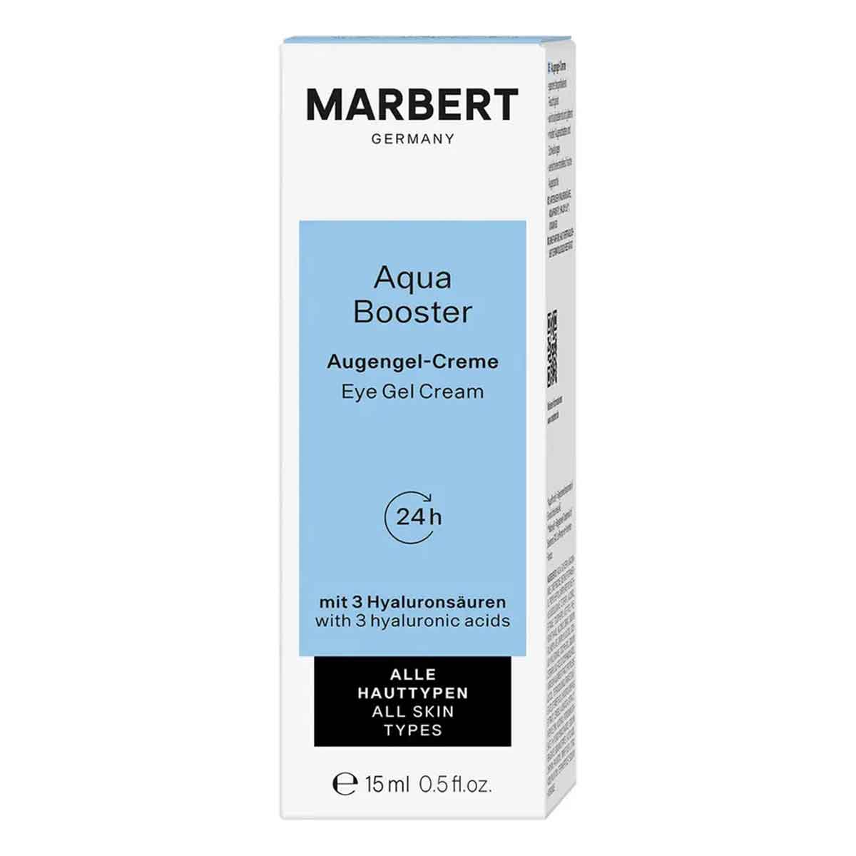 ژل کرم دور چشم آبرسان حاوی هیالورونیک اسید ماربرت MARBERT سری AQUA BOOSTER مناسب انواع پوست حجم 15 میل