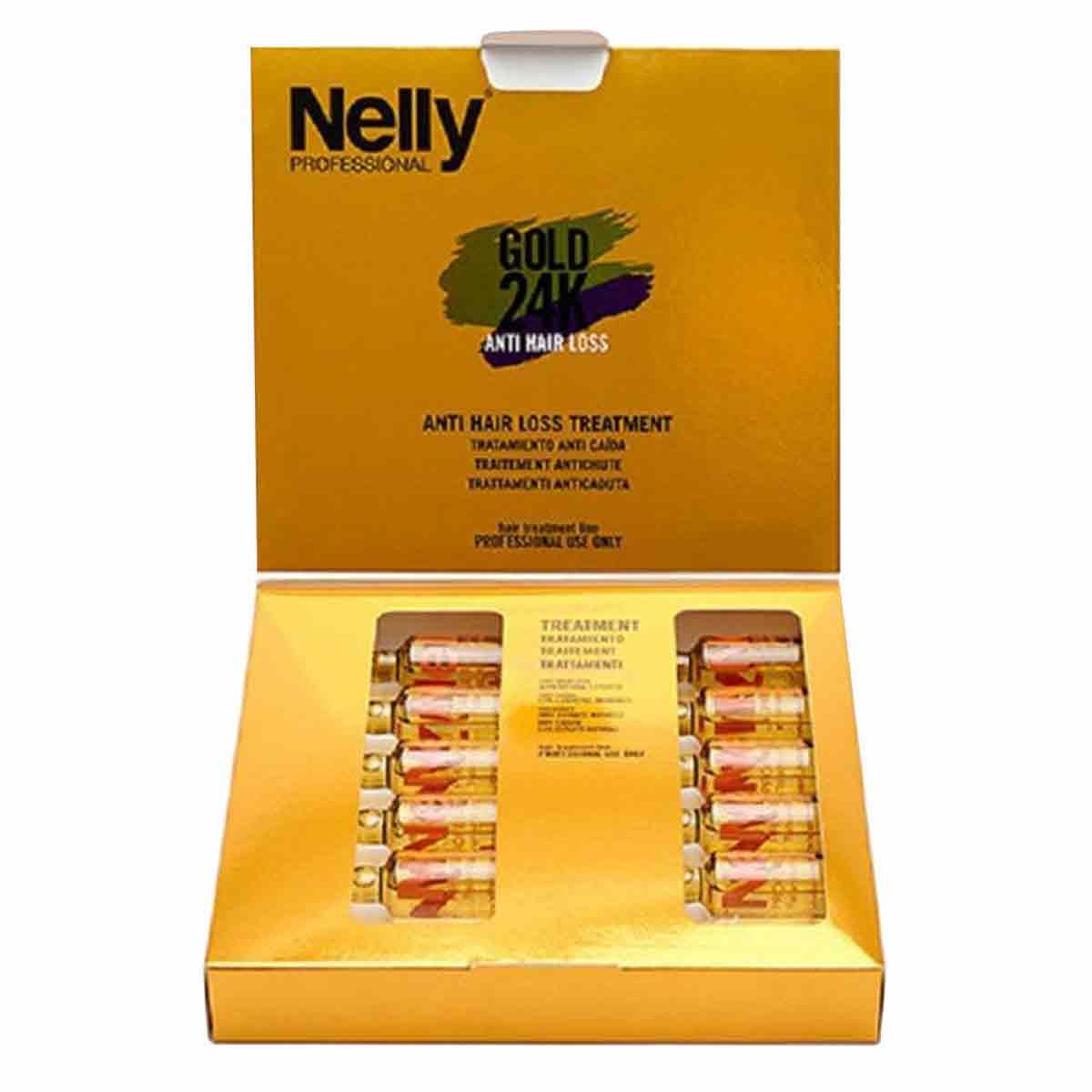 ویال (آمپول) تقویتی و ضد ریزش و محرک رشد مو نلی پروفشنال NELLY مدل ANTI-HAIR LOSS حجم 10 ویال 10 میل