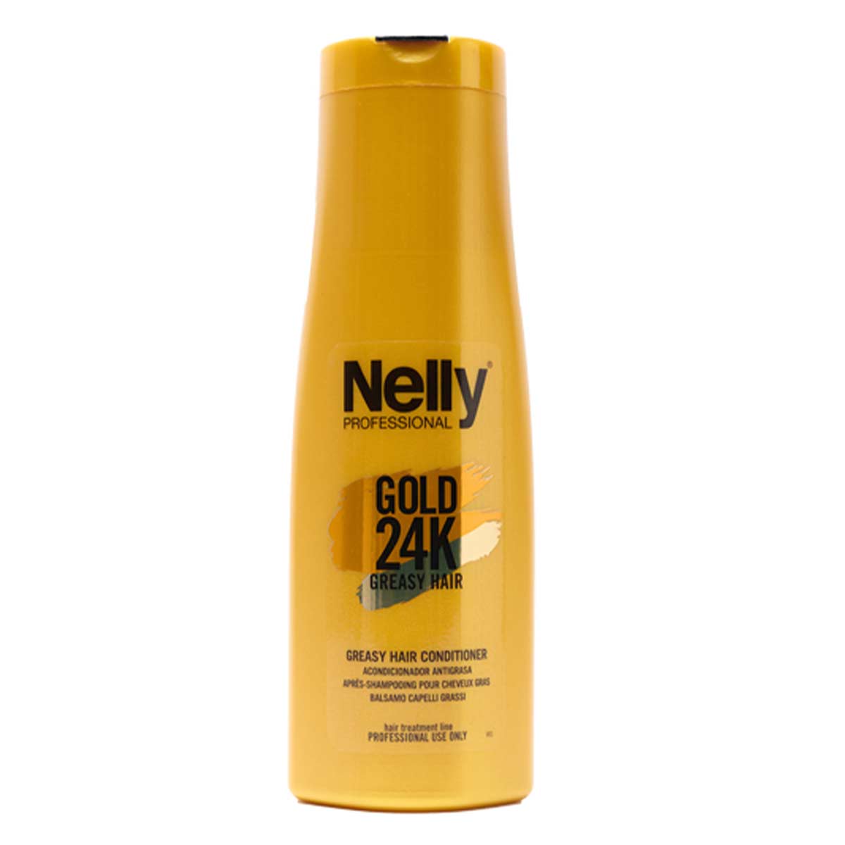 نرم کننده مو نلی پروفشنال NELLY مدل GOLD 24K GREASY HAIR مناسب موهای چرب حجم 400 میل 