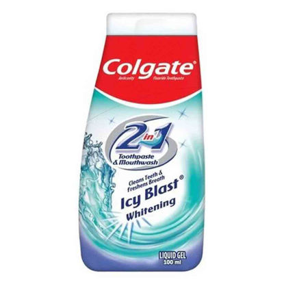 خمیردندان و دهانشویه سفید کننده 2 در 1 کلگیت Colgate مدل Lcy blast whitening حجم 100 میل 