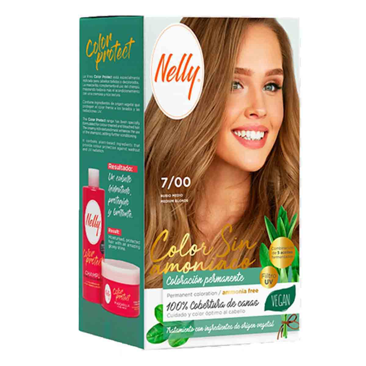 کیت رنگ مو بدون آمونیاک نلی NELLY مدل ammonia free شماره 7/00