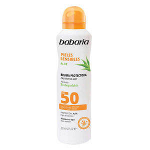 اسپری ضد آفتاب باباریا babaria حاوی SPF 50 مناسب پوست حساس حجم 200 میل 